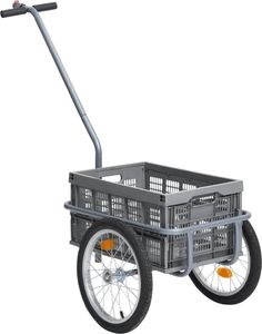 vidaXL Transportowa przyczepa rowerowa, skrzynka 50 L, szara, 150 kg 1