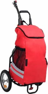 vidaXL Składana przyczepka rowerowa z torbą na zakupy, czerwono-czarna 1