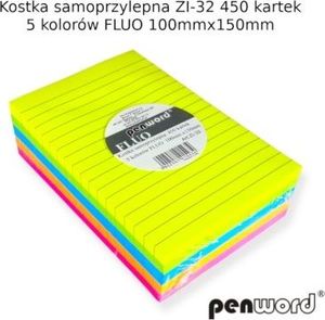 Penword KOSTKA SAMOPRZYLEPNA ZI-32 5 KOLORÓW FLUO 100mmx150mm 450 KARTEK [opak=10szt] Penword 1