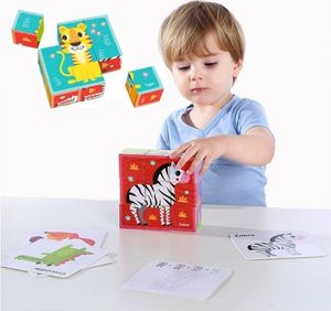 Tooky Toy TOOKY TOY Układanka Bloki Kostki Sześciany Puzzle Zwierzęta + wzorniki 1