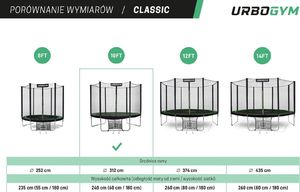 Trampolina ogrodowa Urbogym Classic z siatką zewnętrzną 10 FT 312 cm 8