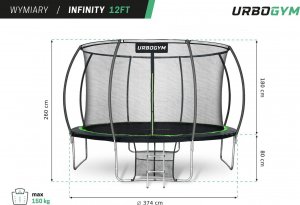 Trampolina ogrodowa Urbogym Infinity z siatką wewnętrzną 12.5 FT 374 cm 11