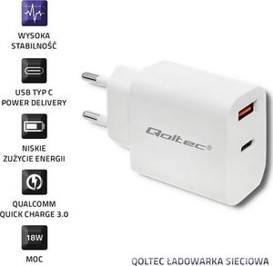 Ładowarka Qoltec 1x USB-A 1x USB-C 3 A (51714) 3