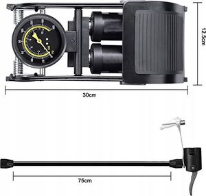 Elletro Pompka Rowerowa Nożna Z Manometrem Dwutłokowa Bike 2