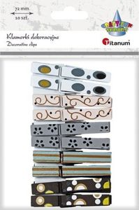 Titanum Klamerki drewniane TITANUM 4 kol. z nadrukiem 7, 3cm 10szt. Titatnum Kreatywne 1