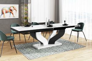 Hubertus Stół VIVA 160(256)x89 biały połysk/czarny połysk rozkładany 2