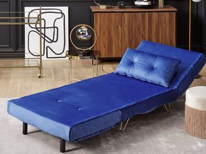 Beliani Sofa welurowa rozkładana granatowa VESTFOLD 2