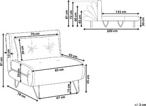Beliani Sofa welurowa rozkładana granatowa VESTFOLD 8