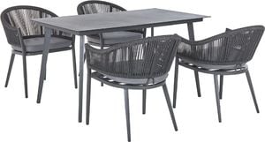Shumee Zestaw ogrodowy metalowy stół i 4 krzesła szary MILETO 1