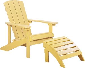 Shumee Krzesło ogrodowe z podnóżkiem żółte ADIRONDACK 1
