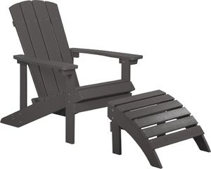 Shumee Krzesło ogrodowe z podnóżkiem ciemnoszare ADIRONDACK 1