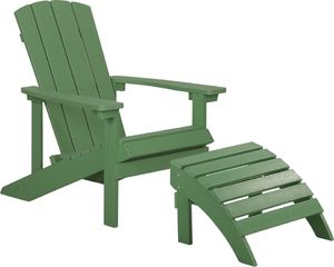 Shumee Krzesło ogrodowe z podnóżkiem zielone ADIRONDACK 1