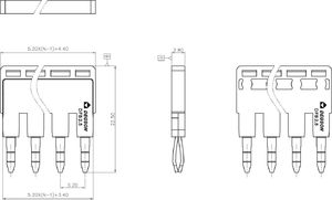 Degson Mostek wtykowy 5-biegunowy do złączek szynowych DS2.5 DGN 7006 4