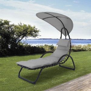 Goodhome Leżanka ogrodowa z dużym owalnym daszkiem Goodhome 5