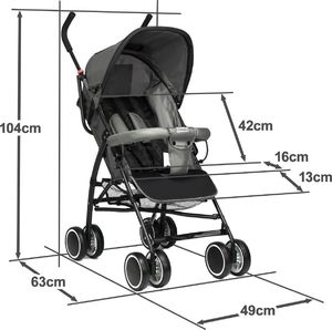 Wózek Moolino Wózek spacerówka Moolino Compact Czarno-szary 3