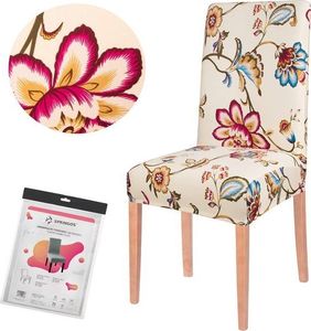 Springos Pokrowiec na krzesło uniwersalny kolorowe kwiaty UNIWERSALNY 1