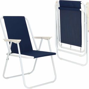 Springos Krzesło turystyczne składane na plażę i do ogrodu granatowy 3