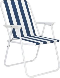 Springos Krzesło turystyczne składane na plażę i do ogrodu niebieskie pasy 1