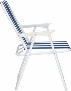 Springos Krzesło turystyczne składane na plażę i do ogrodu niebieskie pasy 3
