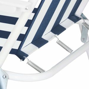 Springos Krzesło turystyczne składane na plażę i do ogrodu niebieskie pasy 5