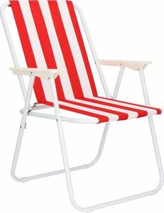Springos Krzesło turystyczne składane na plażę i do ogrodu czerwone pasy 1