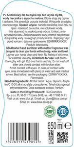 BluxCosmetics Żel antybakteryjny do rąk o zapachu melona 650 ml 2