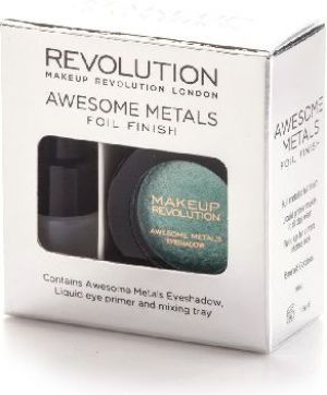 Makeup Revolution Awesome Metals Foil Finish Cień do powiek metaliczny+podkład Emerald Goddes 6g 1