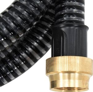 vidaXL Wąż ssący z mosiężnymi złączkami, 4 m, 25 mm, czarny 2