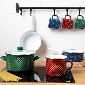 Emalia Pleszew Garnek emaliowany na indukcję Emalia Polska Pleszew Retro 22 cm 5,3 l granatowy 2