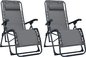 vidaXL Składane krzesła tarasowe, 2 szt., szare, tworzywo textilene 1