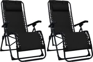 vidaXL Składane krzesła tarasowe, 2 szt., czarne, tworzywo textilene 1