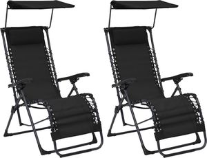 vidaXL Składane krzesła tarasowe, 2 szt., tworzywo textilene, czarne 1