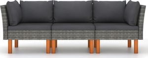 vidaXL 3-osobowa sofa ogrodowa z poduszkami, polirattan, szara 2