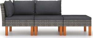 vidaXL 3-cz. zestaw wypoczynkowy do ogrodu, rattan PE i eukaliptus 2