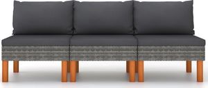 vidaXL Siedziska środkowe, 3 szt., polirattan i drewno eukaliptusowe 2