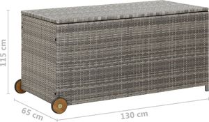 Skrzynia ogrodowa vidaXL 120x65x61 cm z kółkami Jasny szary 8