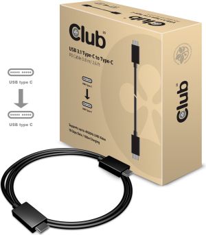 Kabel USB Club 3D USB-C - USB-C 0.8 m Czarny (CAC-1522) 3