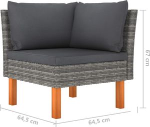 vidaXL 8-cz. zestaw wypoczynkowy do ogrodu, poduszki, rattan PE, szary 6