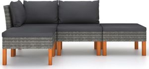 vidaXL 4-cz. zestaw wypoczynkowy do ogrodu, poduszki, rattan PE, szary 2