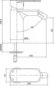 Bateria bidetowa Cersanit Crea stojąca czarny mat (S951-316) 2