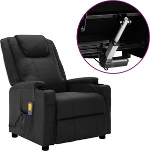 vidaXL Elektryczny fotel masujący, rozkładany, czarny, sztuczna skóra 1