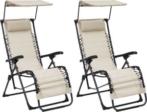 vidaXL Składane krzesła tarasowe, 2 szt., tworzywo textilene, kremowe 1