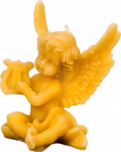 Łysoń Świeca z wosku pszczelego anioł z lirą (S2351) - S2351 1