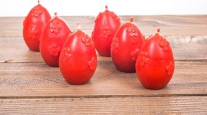 Łysoń Świeca z wosku pszczelego jajko z kwiatami czerwone (S274-K CZARNE) - S274-CZERWONE 2