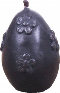 Łysoń Świeca z wosku pszczelego jajko z kwiatami czarne (S274-K CZARNE) - S274-K CZARNE 1