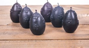 Łysoń Świeca z wosku pszczelego jajko z kwiatami czarne (S274-K CZARNE) - S274-K CZARNE 2