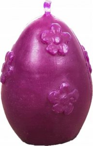 Łysoń Świeca z wosku pszczelego jajko z kwiatami fiolet (S274-K FIOLET) - S274-K FIOLET 1