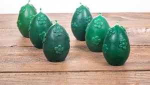 Łysoń Świeca z wosku pszczelego jajko z kwiatami zielone (S275) - S274-ZIELONE 2