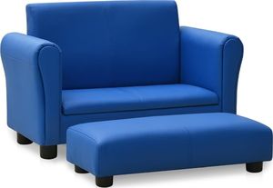 vidaXL Sofa dla dziecka, z podnóżkiem, niebieska, obita sztuczną skórą 1
