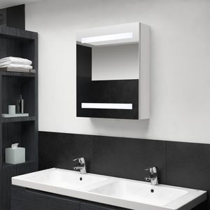 vidaXL Szafka łazienkowa z lustrem i LED, lśniąca biel, 50x14x60 cm 1